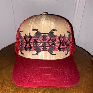 Buff Red and Tan Patterned Hat